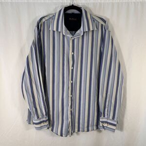 Ben Sherman Dress Shirt Men's XL Blue Striped Button Up Long Sleeve Cotton